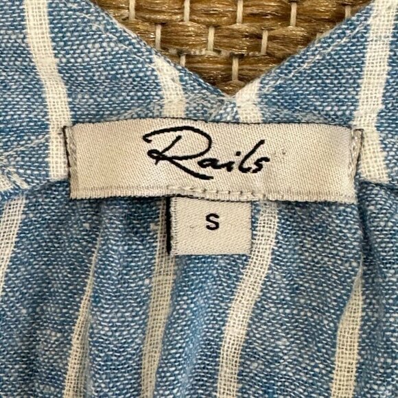 Rails Women's Jeri St. Germain Stripe Blouse Linen Blend Blue White Size Small - Picture 7 of 13